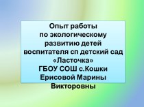 Презентация Опыт работы по экологическому воспитанию детей