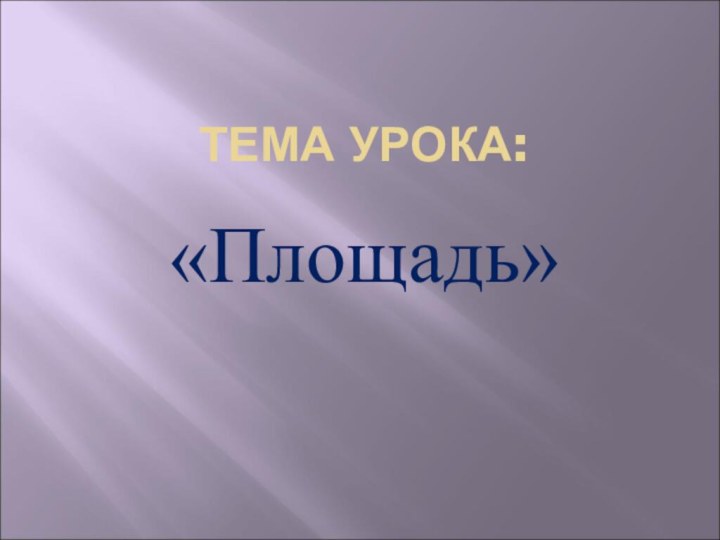 ТЕМА УРОКА:«Площадь»