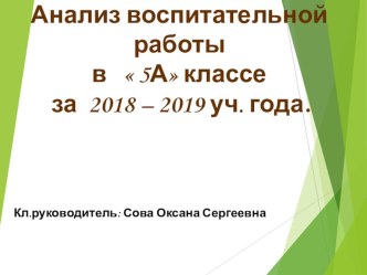 Презентация Отчет классного руководителя по воспитательной работе