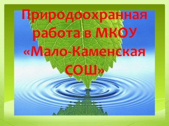 Презентация Природоохранная работа в МКОУ Мало-Каменская средняя общеобразовательная школа