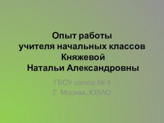 Опыт работы учителя начальных классов