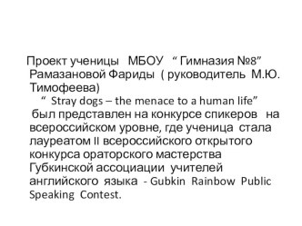 Презентация-проект на тему  Бездомные животные -угроза человеку- что делать?