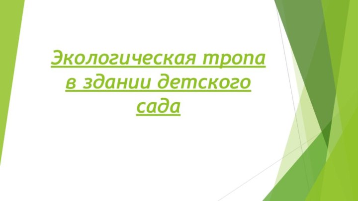 Экологическая тропа в здании детского сада