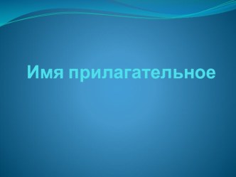 Презентация Имя прилагательное 6 класс