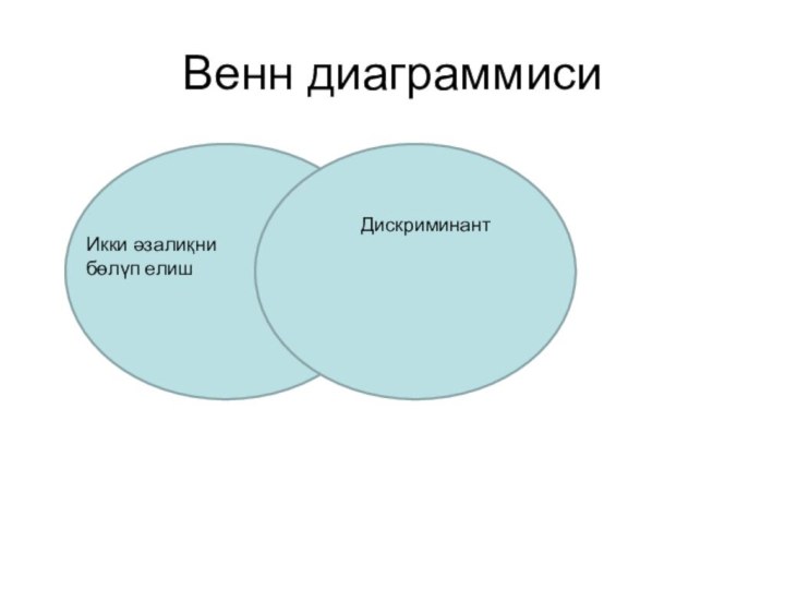 Венн диаграммисиИкки әзалиқни бөлүп елишДискриминант