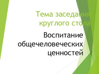 Презентация к заседанию МО классных руководителей Воспитание общечеловеческих ценностей