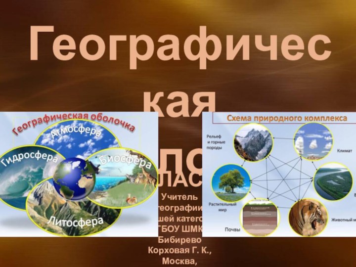 Географическаяоболочка6 КЛАССУчитель географиивысшей категорииГБОУ ШМК БибиревоКорховая Г. К.,Москва,2017 год