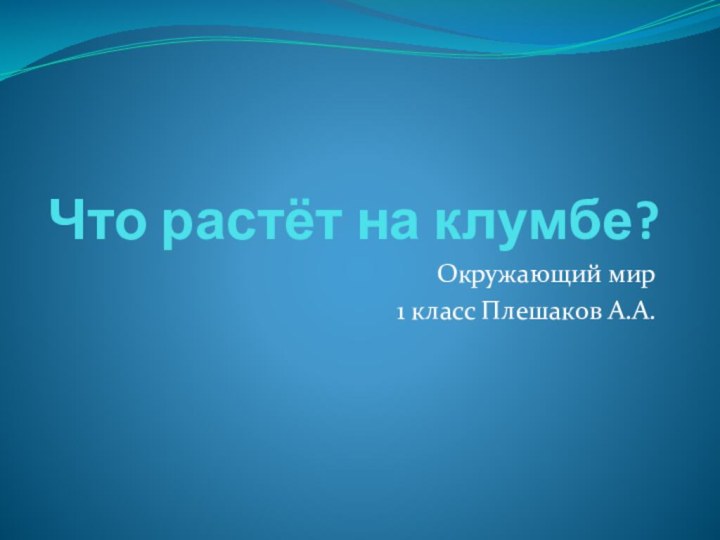 Что растёт на клумбе?Окружающий мир1 класс Плешаков А.А.