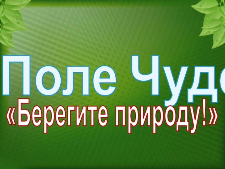 Поле Чудес«Берегите природу!»