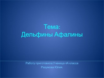 Дельфины Афалины