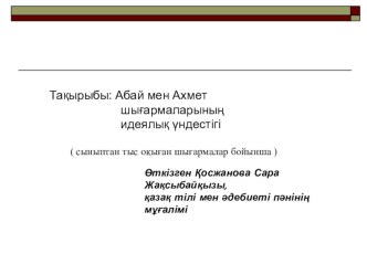 Презентация по литературу на тему Абай 10-класс