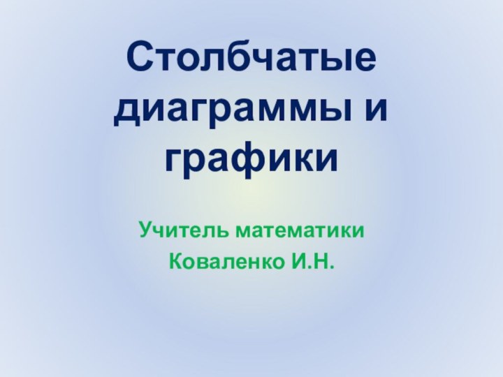 Столбчатые диаграммы и графикиУчитель математики Коваленко И.Н.