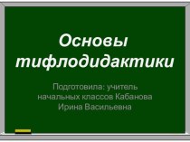 Основы тифлодидактики в ОУ