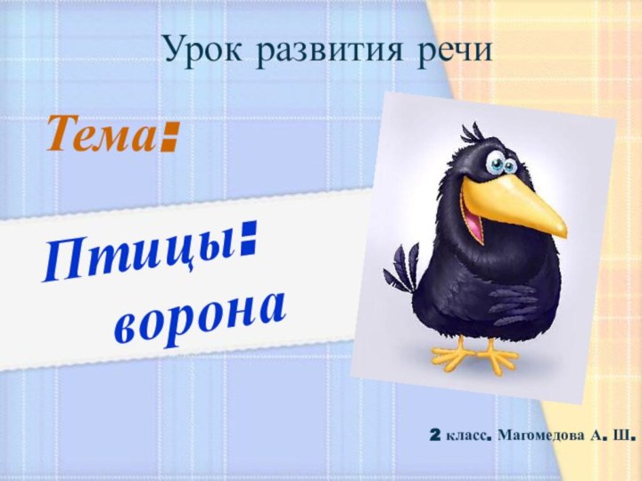 Урок развития речи Тема: Птицы:     ворона2 класс. Магомедова А. Ш.