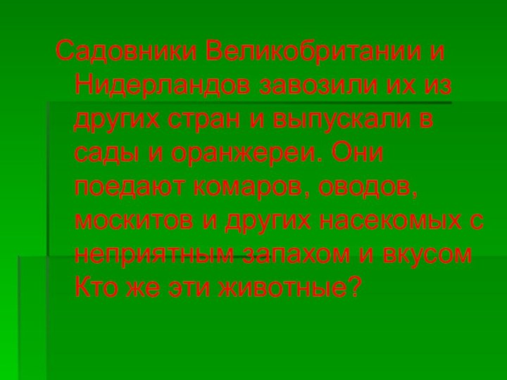 Садовники Великобритании и Нидерландов завозили их из других стран и выпускали в