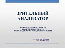 Презентация урока по биологии на тему Зрительный анализатор. Строение и функции глаза (8 класс)