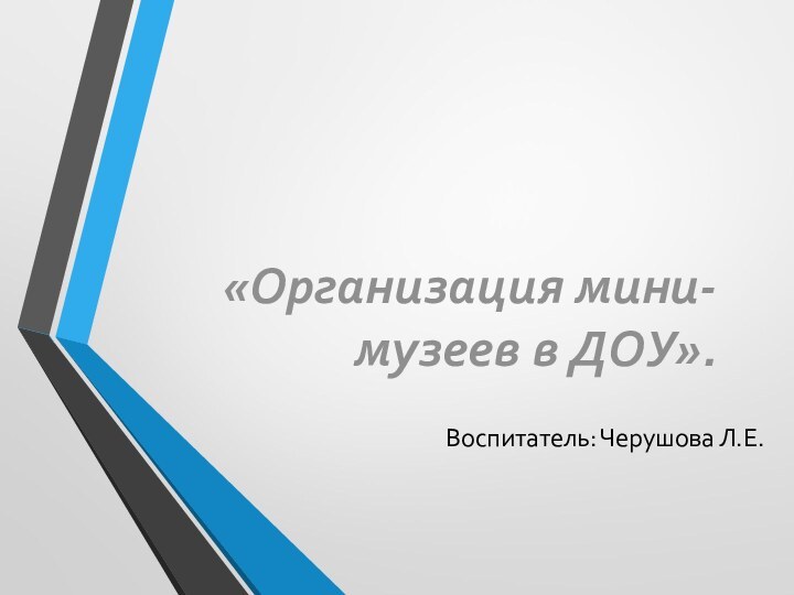 «Организация мини- музеев в ДОУ».Воспитатель: Черушова Л.Е.