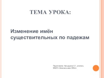 Презентация по русскому языку на тему Изменение имен существительных по падежам