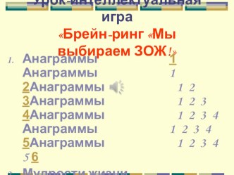 Презентация Брейн-ринга по ОБЖ Мы выбираем ЗОЖ