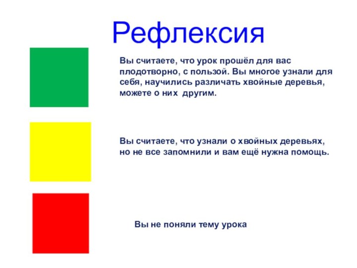 Рефлексия Вы считаете, что урок прошёл для вас плодотворно, с пользой.