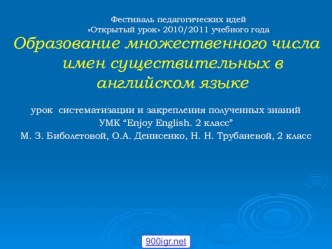 Презентация к уроку Множественное число существительных