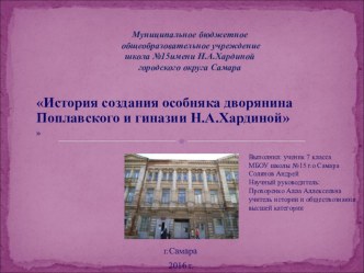 Историческая судьба особняка дворянина Поплавского(Самара)