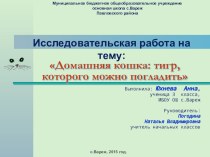 Презентация к исследовательской работе Домашняя кошка: тигр, которого можно погладить