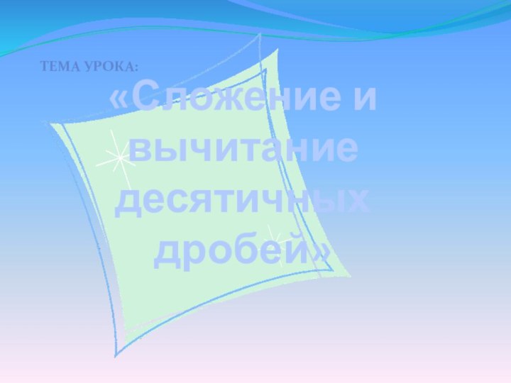 «Сложение и вычитание  десятичных дробей»