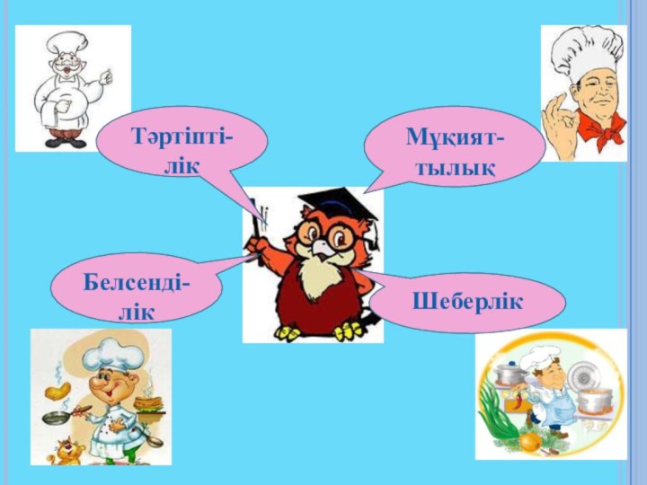 Тәртіпті-лікМұқият-тылықШеберлікБелсенді-лік