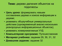 Презентация по Информатике на тему Дерево деления объектов на подклассы.