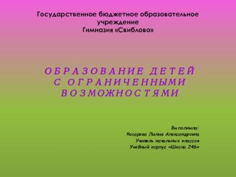 Образование детей с ограниченными возможностями. Презентация