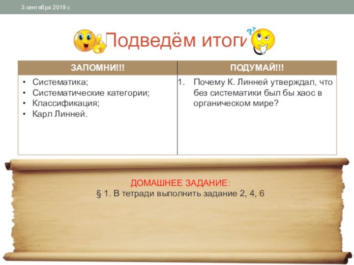 Подведём итогиДОМАШНЕЕ ЗАДАНИЕ:§ 1. В тетради выполнить задание 2, 4, 6