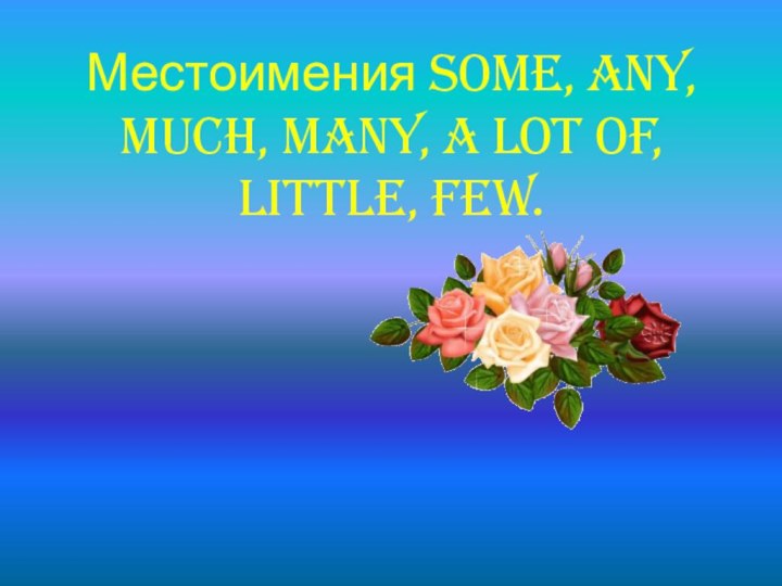 Местоимения some, any, much, many, a lot of, little, few.