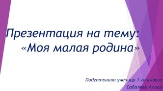 Презентация по окружающему миру Проект Моя малая Родина