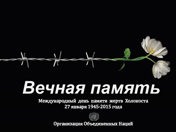 Международный день памяти жертв Холокоста27 января 1945-2015 годаВечная памятьОрганизация Объединенных Наций