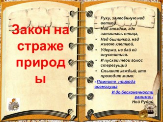 Презентация по уроку обществознания по теме Закон на страже природы