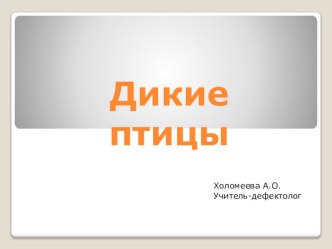 Презентация по окружающему природному миру Дикие птицы (1 класс) для учащихся с умеренной умственной отсталостью