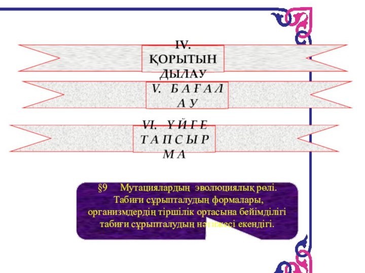 VІ.  Ү Й Г Е  Т А П С Ы