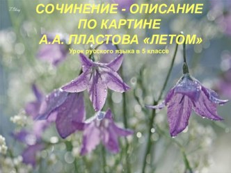 СОЧИНЕНИЕ - ОПИСАНИЕ ПО КАРТИНЕ А.А. ПЛАСТОВА ЛЕТОМ Урок русского языка в 5 классе