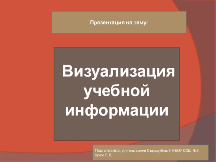 Визуализация учебной информации Презентация на тему:Подготовила: учитель химии Стародубской МБОУ СОШ №3Кукло Е.В.