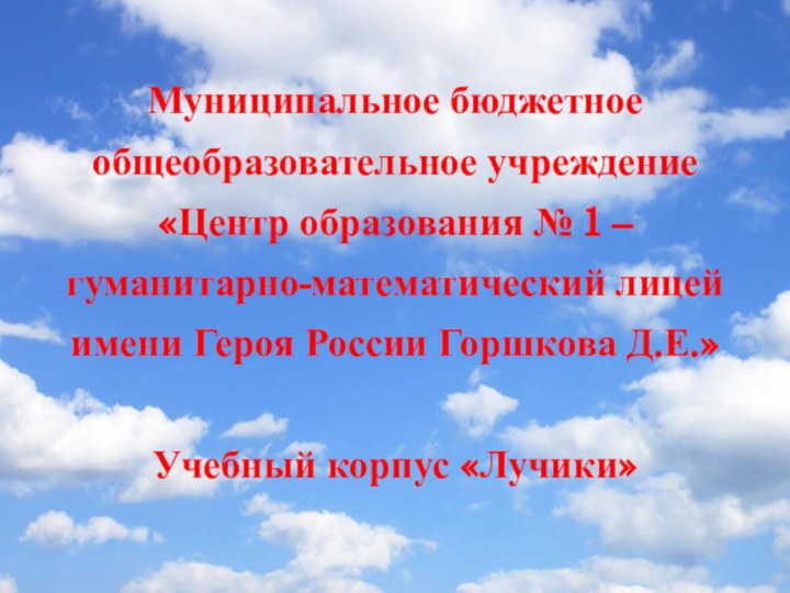 Муниципальное бюджетное общеобразовательное учреждение «Центр образования № 1 – гуманитарно-математический лицей имени