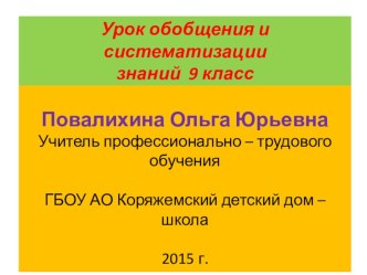 Презентация к уроку для 8 кл. по теме Блузка