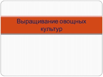 Презентация к уроку по технологии в 6 классе по теме выращивание овощных культур