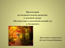 Презентация НОД по познавательному развитию в младшей группе Путешествие в сказочный осенний лес к Лесовичку