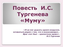 Презентация по литературе Повесть И.С.Тургенева Муму