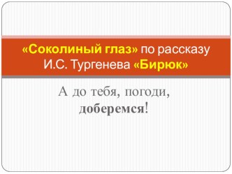 Соколиный глаз по рассказу Бирюк И.С. Тургенева