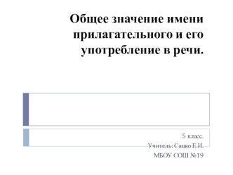 Презентация по русскому языку на тему Общее значение имени прилагательного (5 класс)