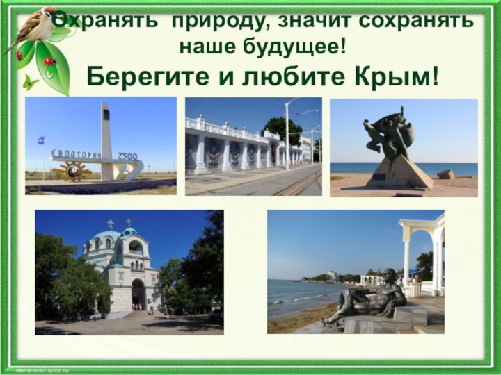 Охранять природу, значит сохранять наше будущее! Берегите и любите Крым!