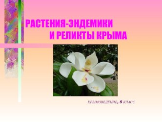Презентация по курсу крымоведения на тему: Растения - эндемики и реликты Крыма