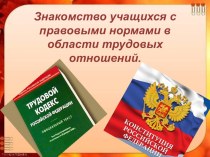 Знакомство учащихся с правовыми нормами в области трудовых отношений